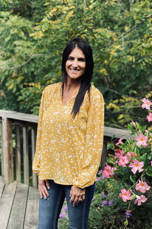 yellow blouse w/smocking