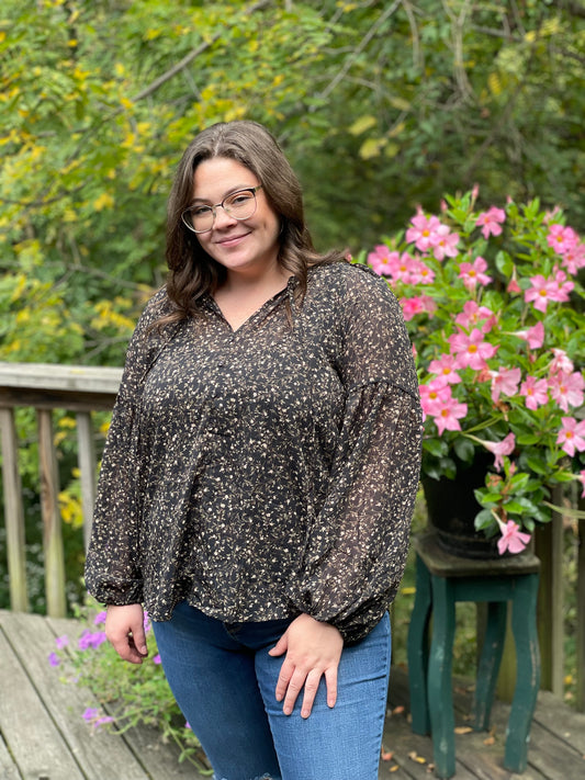 floral v neck blouse