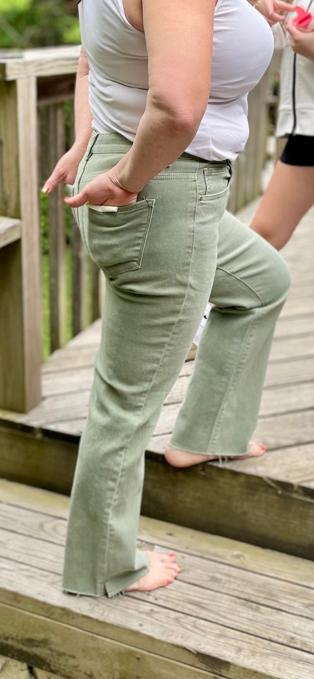 Olive Green Straight Leg Jeans