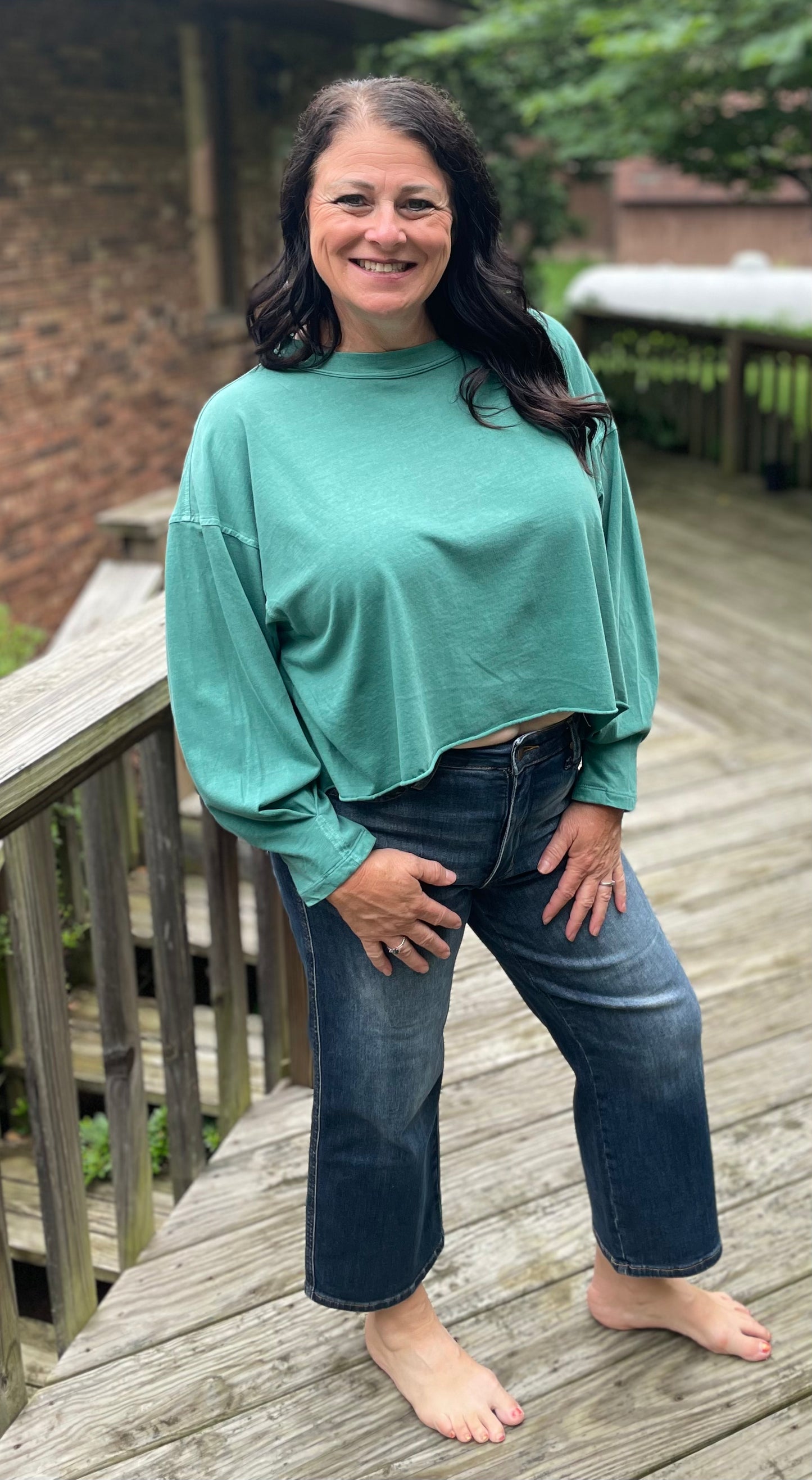Cropped Teal Long Sleeve