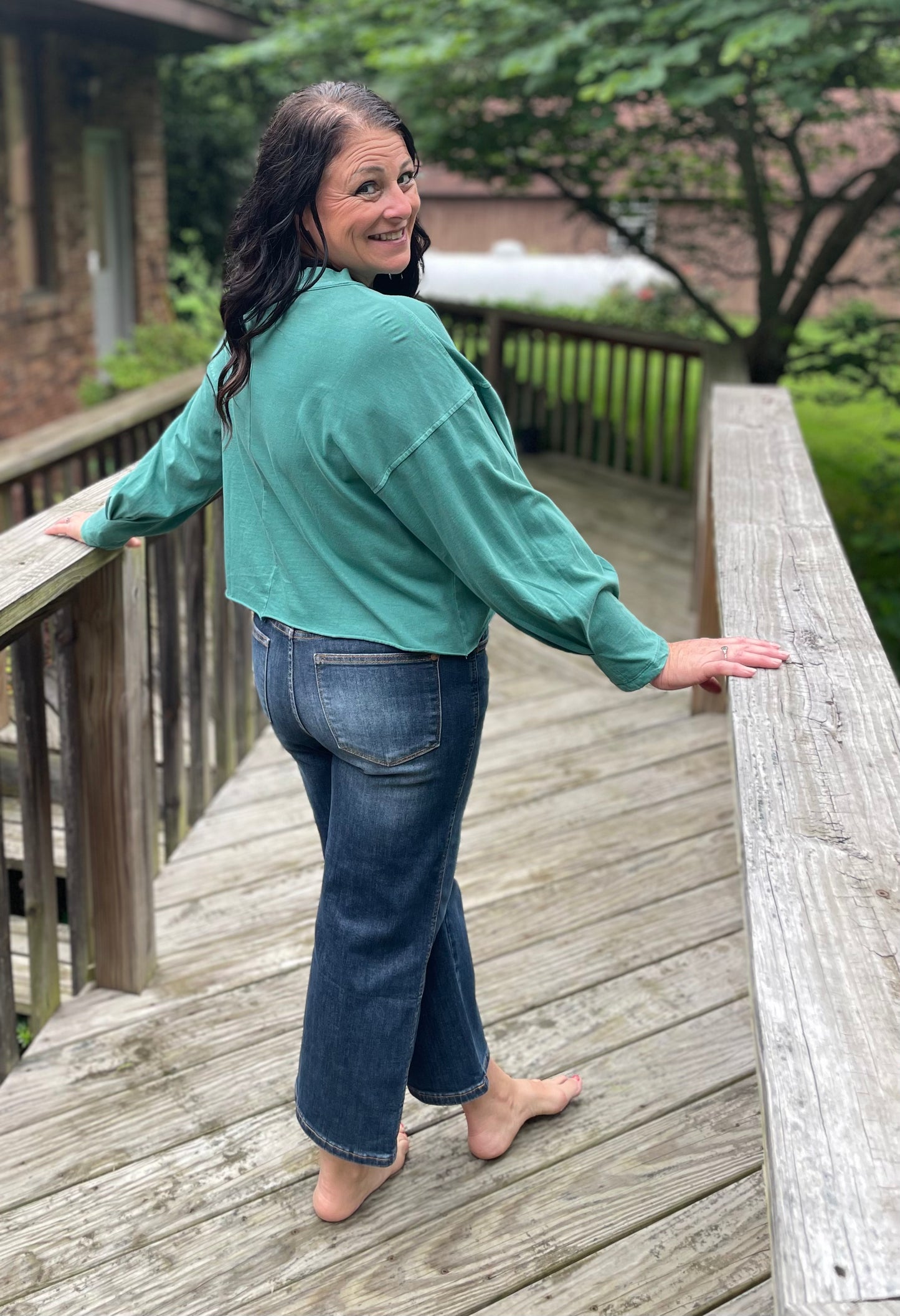 Cropped Teal Long Sleeve