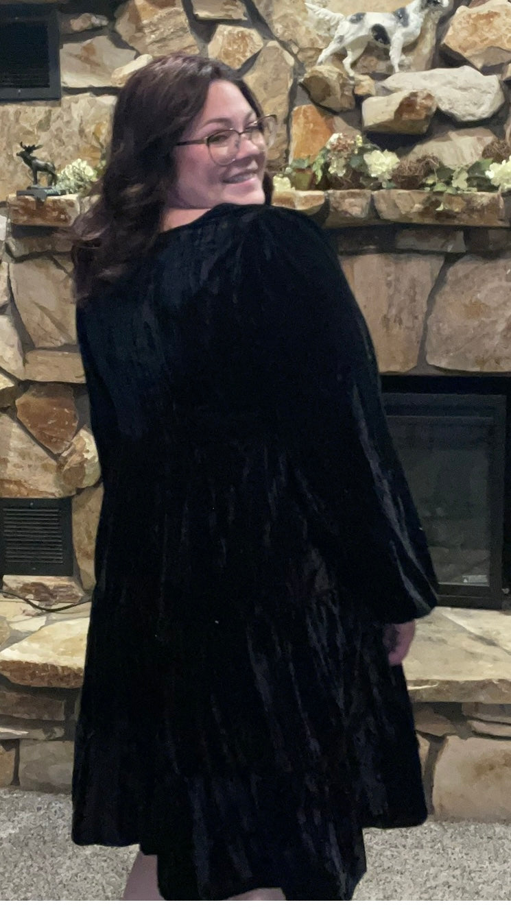 Black velvet plus size dress