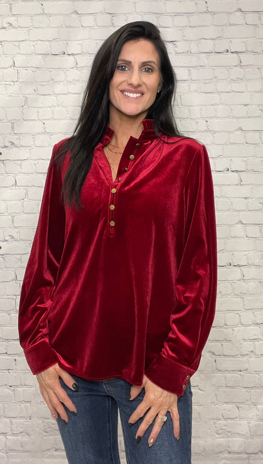 Burgandy velvet shirt