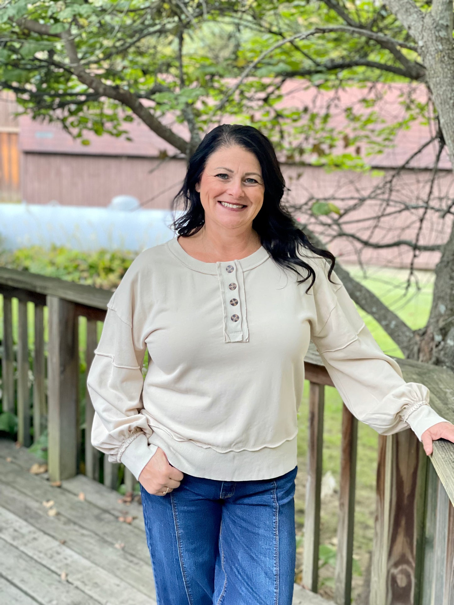 The Oatmilk Button Top