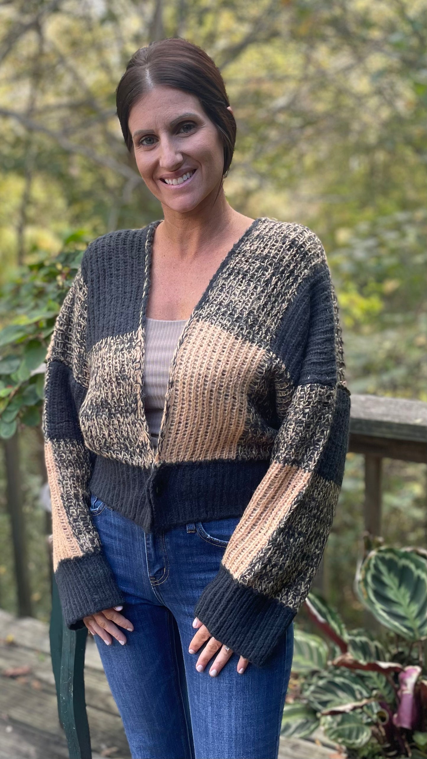 The Caramel Check Cardigan