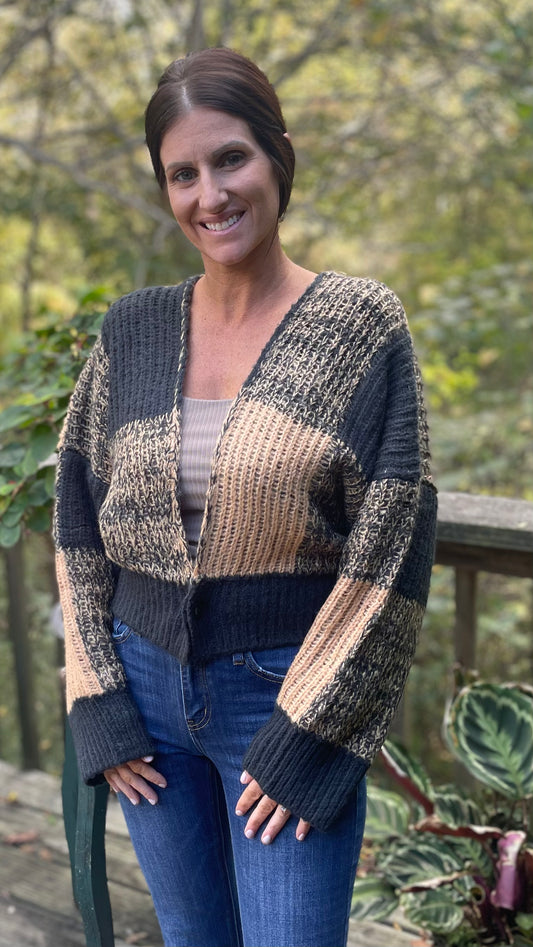 The Caramel Check Cardigan