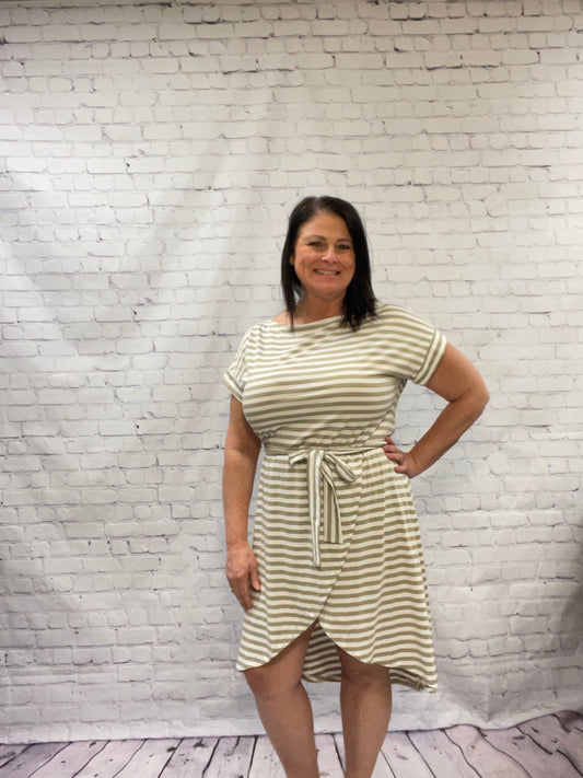 Beige/white Stripe dress