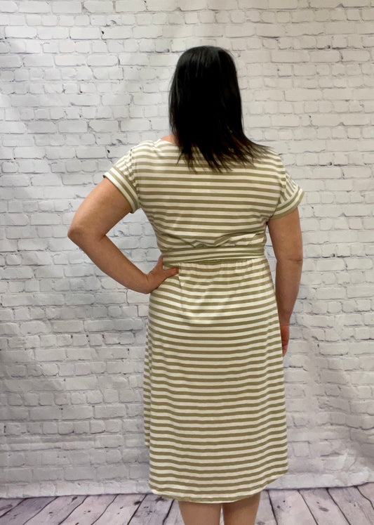 Beige/white Stripe dress