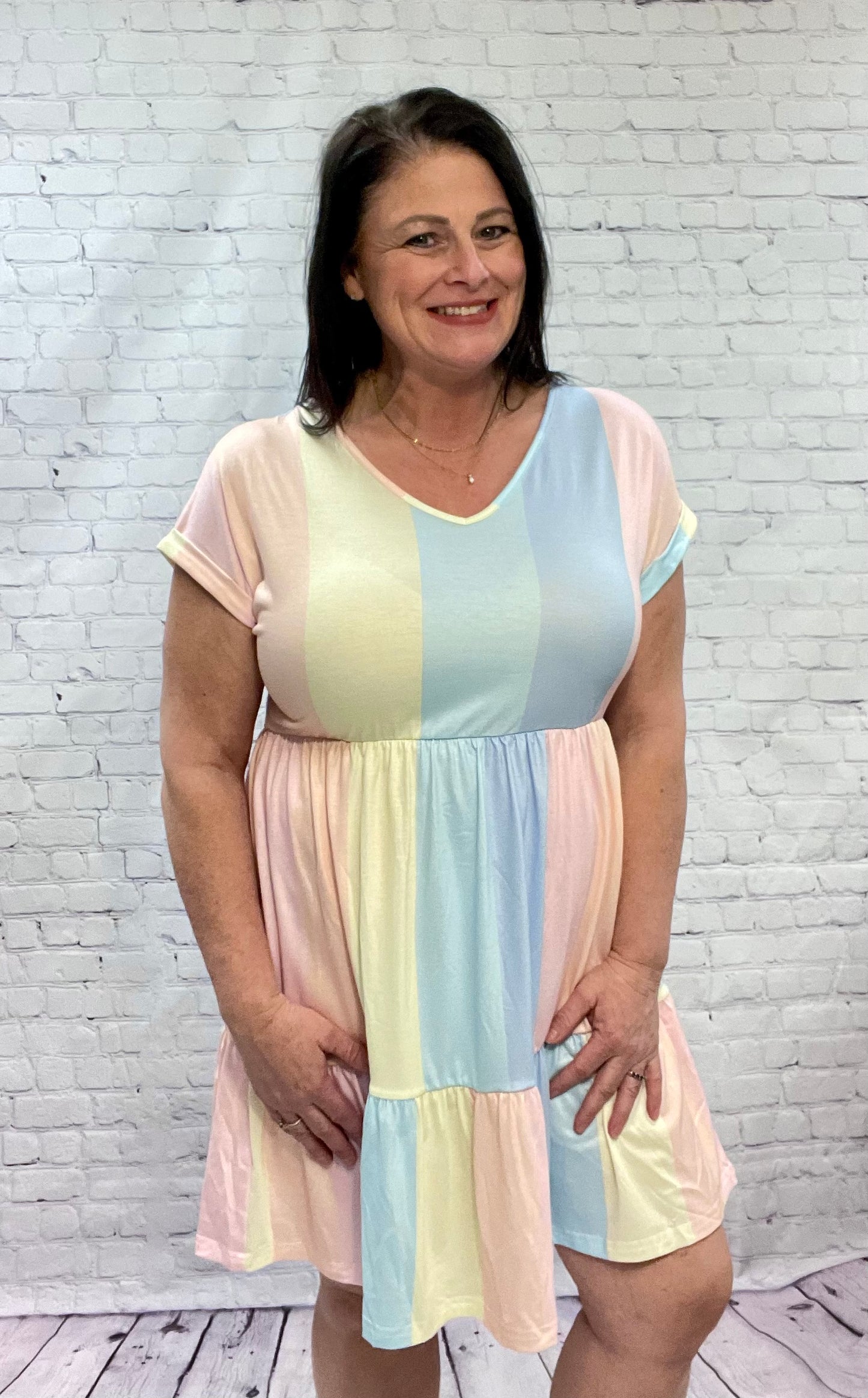 pastel striped dress