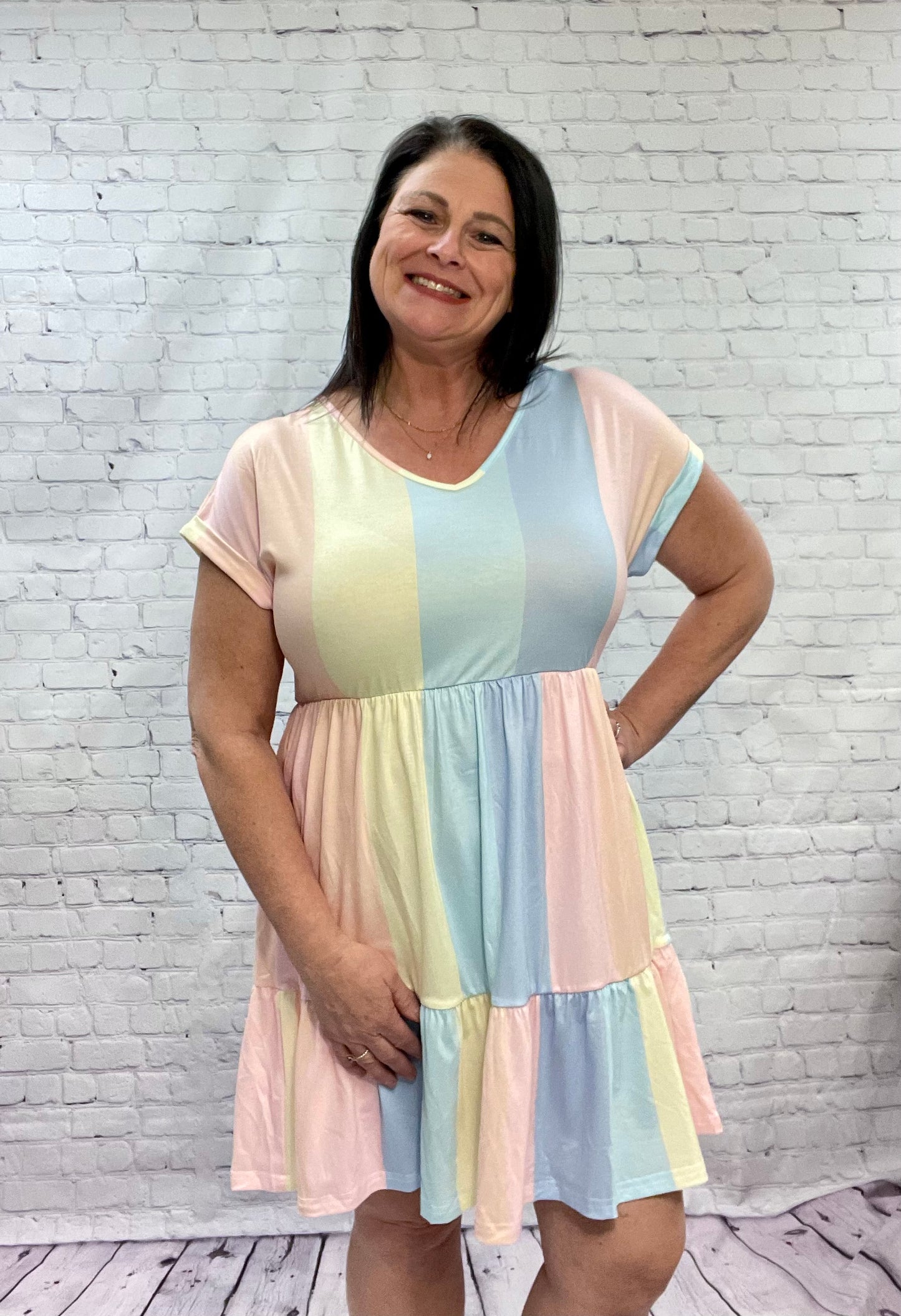 pastel striped dress