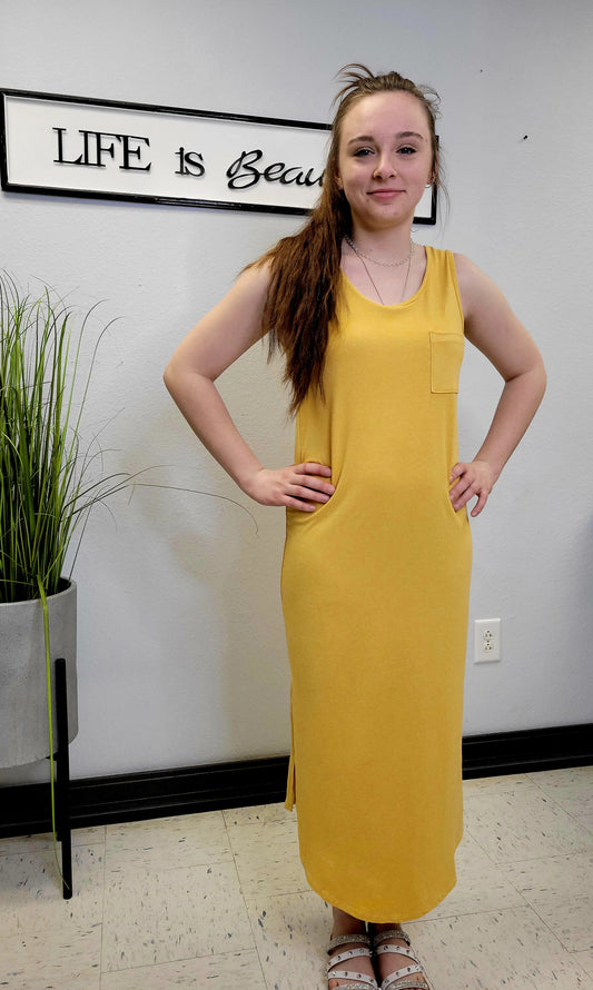 Mustard midi dress