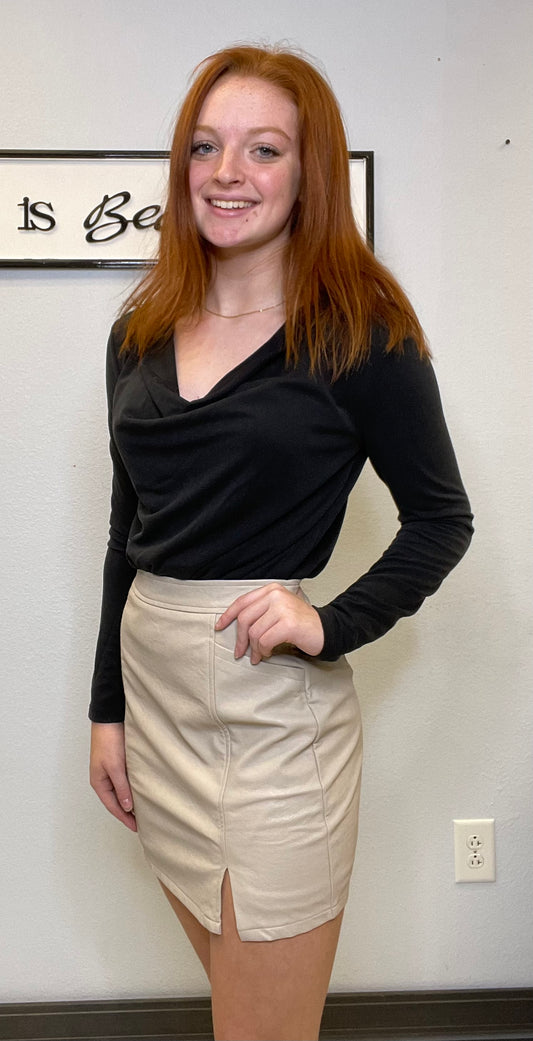 Tan leather-like skirt