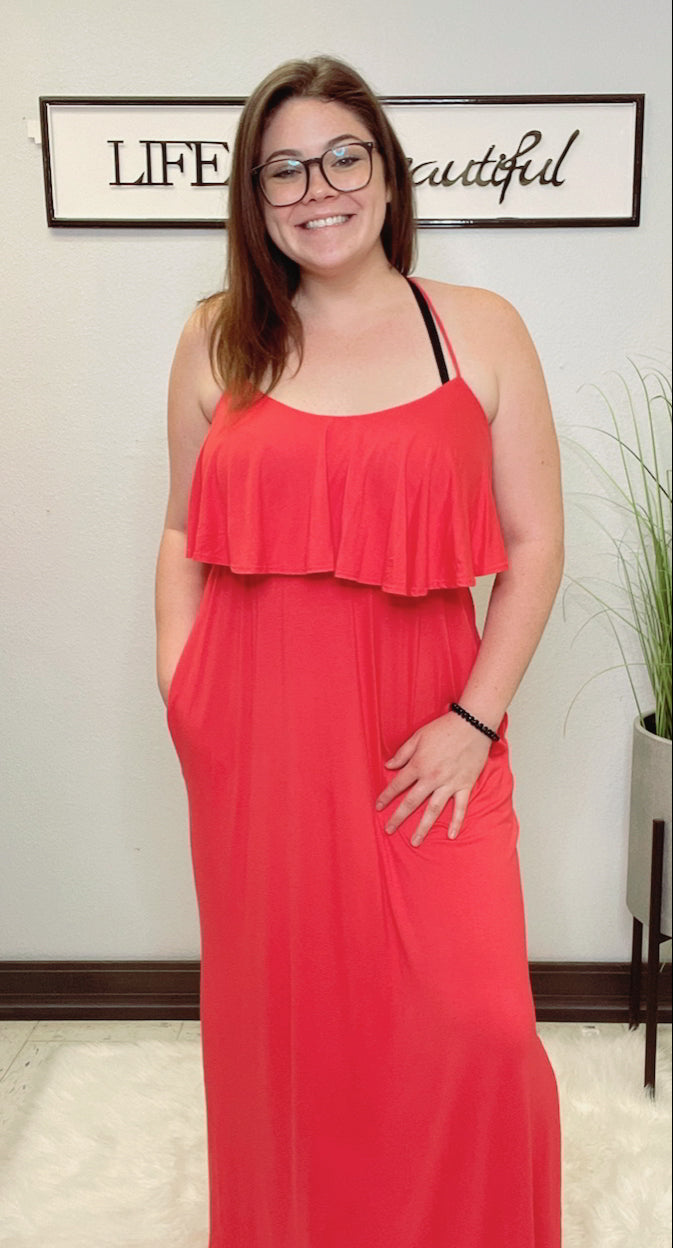 coral sun dress