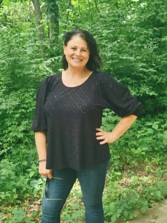 Black eyelet top