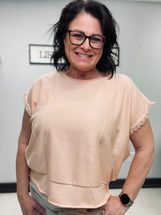 Peach Fringed Blouse