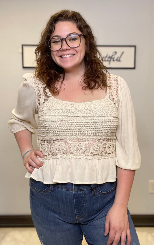 Beige Cropped Blouse