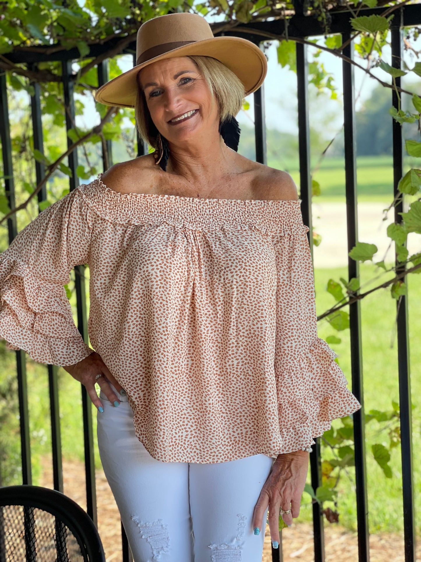 Off-the Shoulder Tiered Blouse
