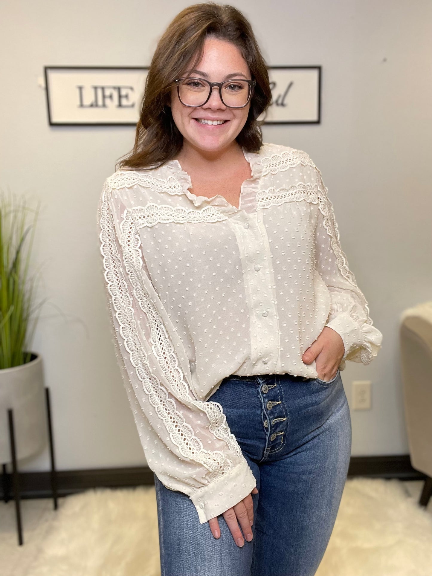 Ivory lace blouse