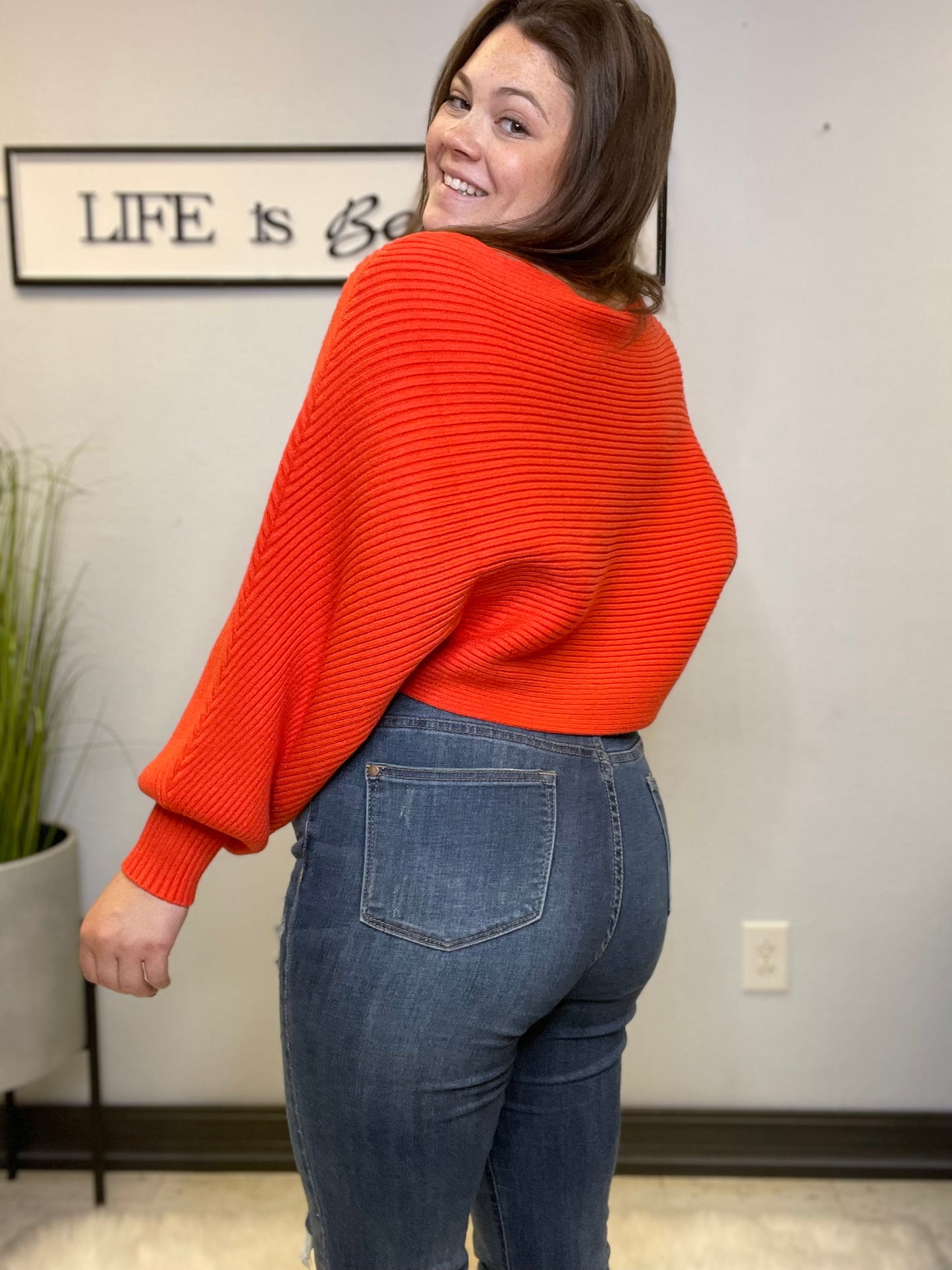 Orange crop sweater