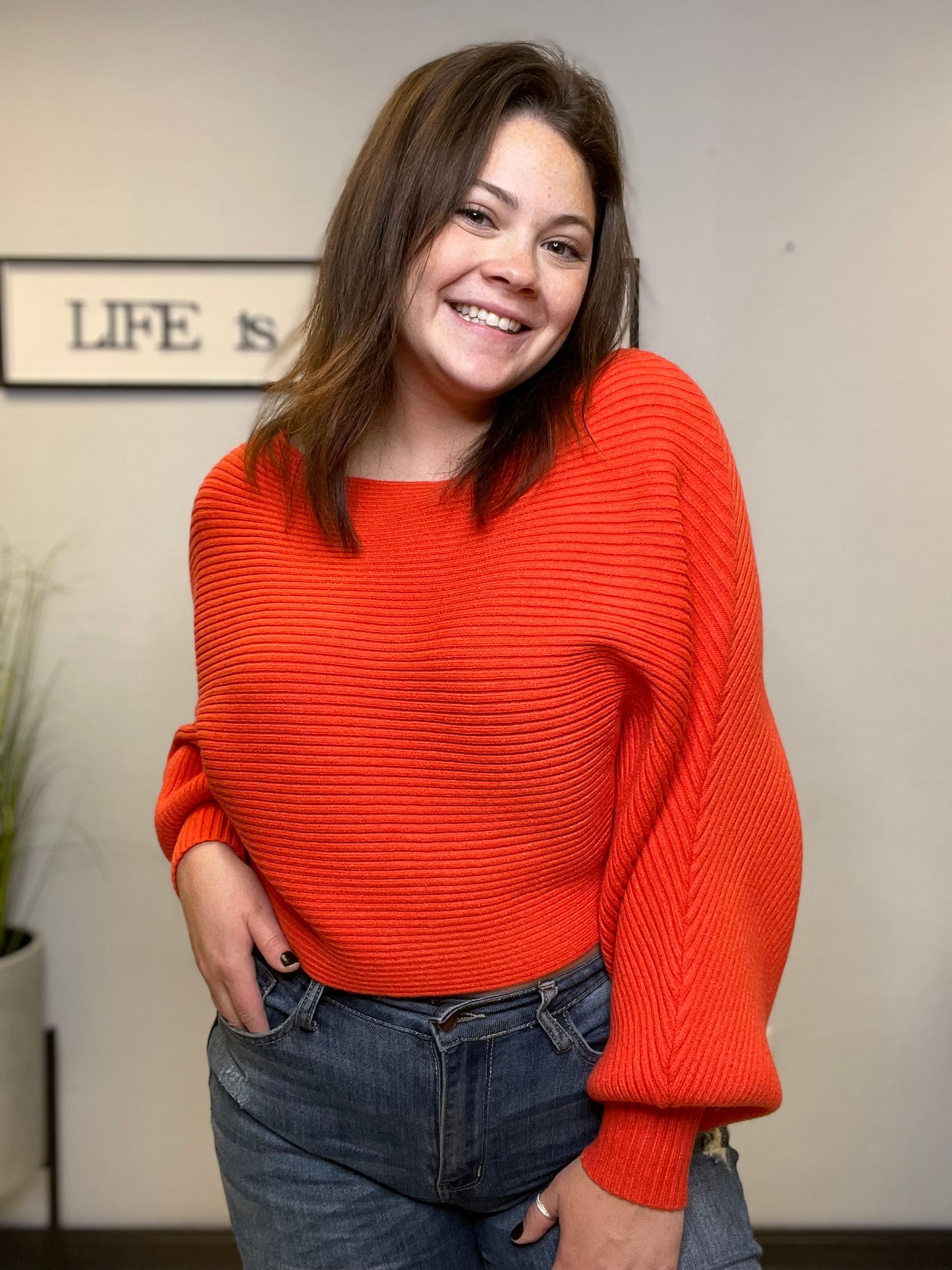 Orange crop sweater