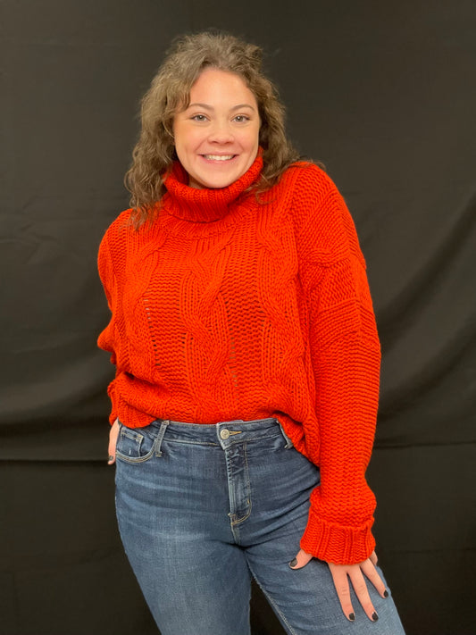 Red/Orange cable knit sweater