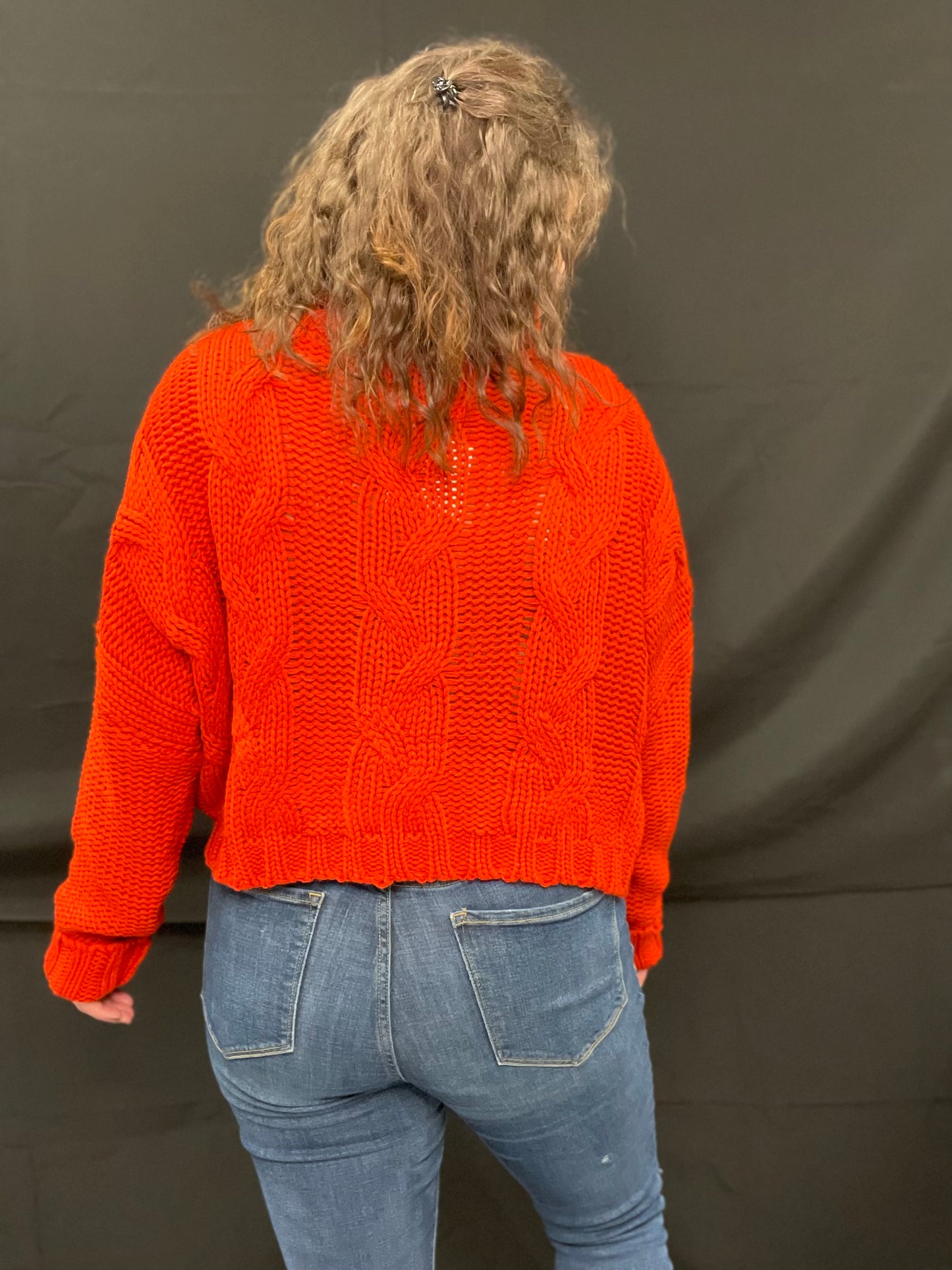 Red/Orange cable knit sweater