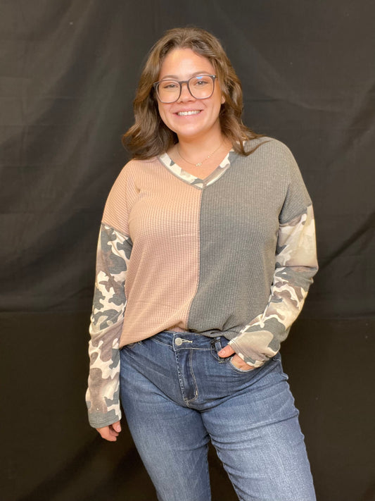 Color Block Camo Shirt